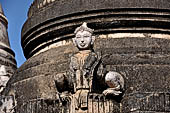 Elaborate figures carved in stucco decorate the ancient stupas, Kakku Buddhist Ruins. Shan State in Myanmar (Burma). 
